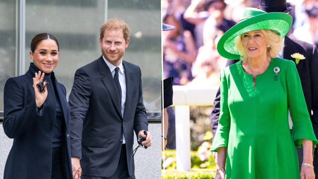 Queen Camilla Feels Meghan Markle’s Return to U.K. Has Caused Tension With Royal Family as Source Calls Duchess' Influence on Prince Harry 'Toxic'