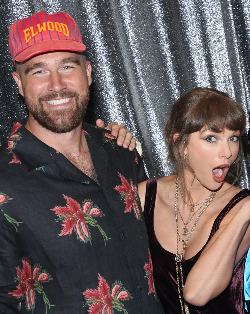 Travis Kelce and Taylor Swift backstage at "Oh, Mary!" on Broadway.