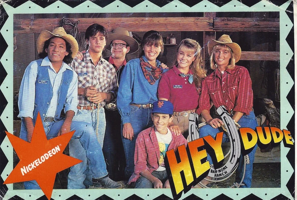 Cast members of the Nickelodeon show "Hey Dude" in western wear.