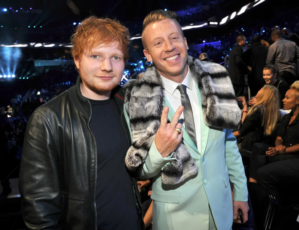 Ed Sheeran and Macklemore attending the 2013 MTV Video Music Awards.
