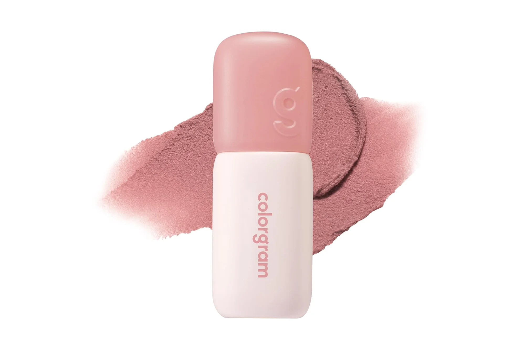 Colorgram brand makeup product on a blush swatch.